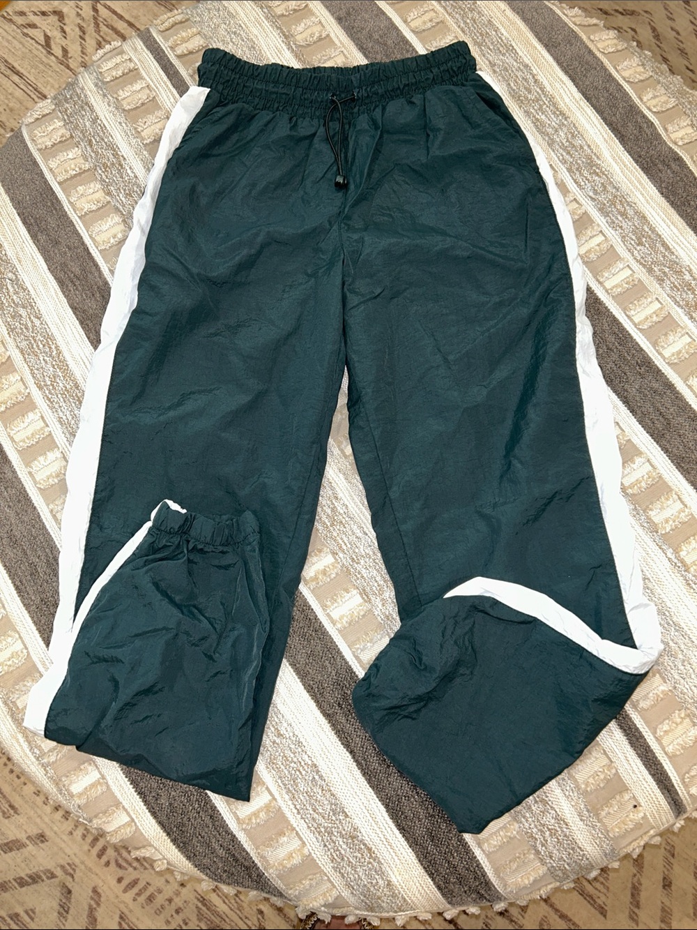 Women's Black Track Pants with White Side Stripe